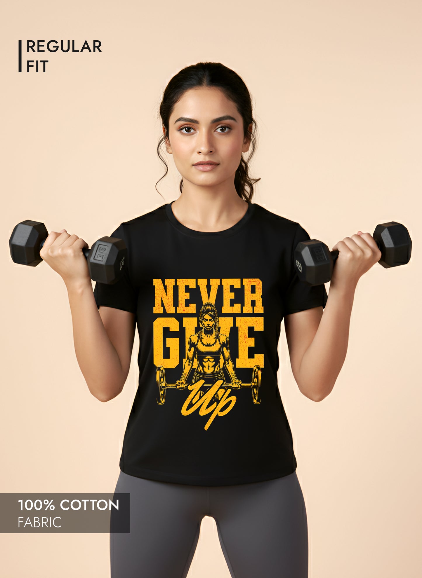 NEVER GIVE UP WOMEN REGULAR T-SHIRT
