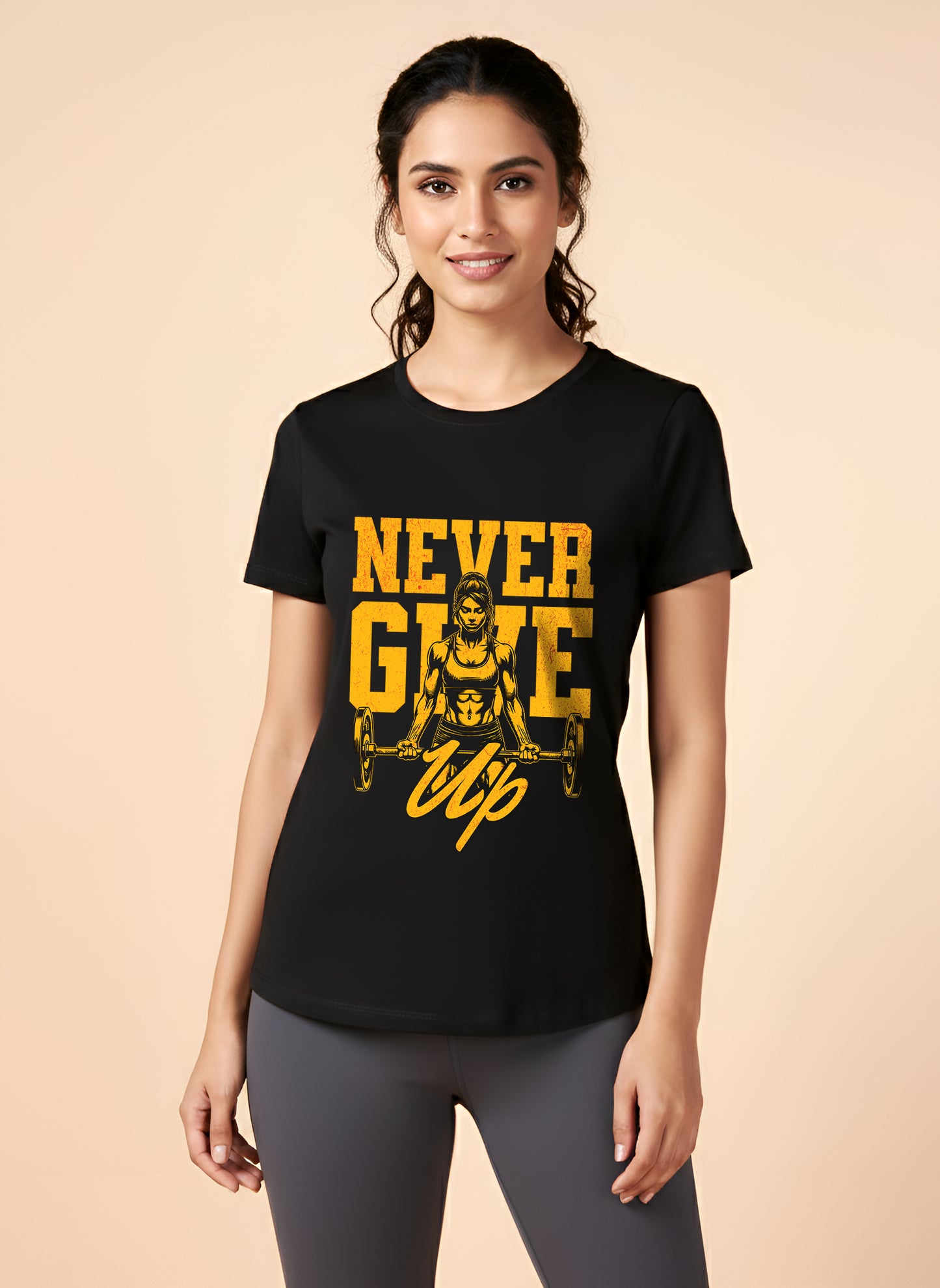 NEVER GIVE UP WOMEN REGULAR T-SHIRT